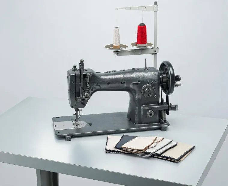 JUKI industrial sewing machine featured on a technical review bench